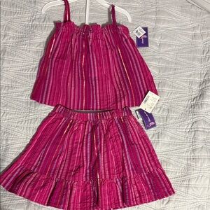 Gymboree Vibrant Pink Striped Skort Set NWT